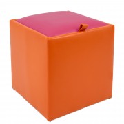 Taburet Box imitatie piele - portocaliu/roz